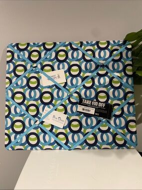 Teal & Navy Ribbon Fabric Memo Board